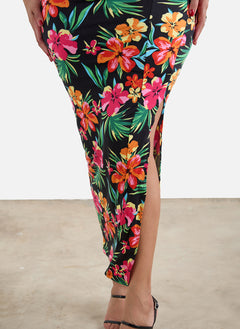 Jess Over The Shoulder Floral Bodycon Maxi Dress