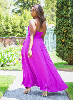 Jillian Smocked Halter Maxi A Line Dress