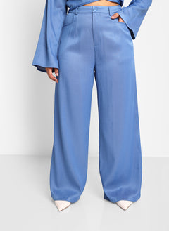 Jorja Wide Leg Trouser W. Pockets - Light Blue