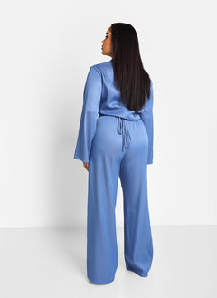 Jorja Cropped Tie Waist Blazer - Light Blue