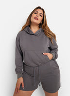 Keegan Terry Cropped Hooded Sweatshirt - Charcoal Gray