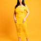 Kimberly Over The Shoulder Ruched Bodycon Midi Dress w. Lining