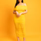 Kimberly Over The Shoulder Ruched Bodycon Midi Dress w. Lining