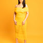 Kimberly Over The Shoulder Ruched Bodycon Midi Dress w. Lining
