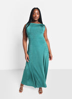 Lainey Slink Cap Sleeve Maxi A Line Dress - Teal