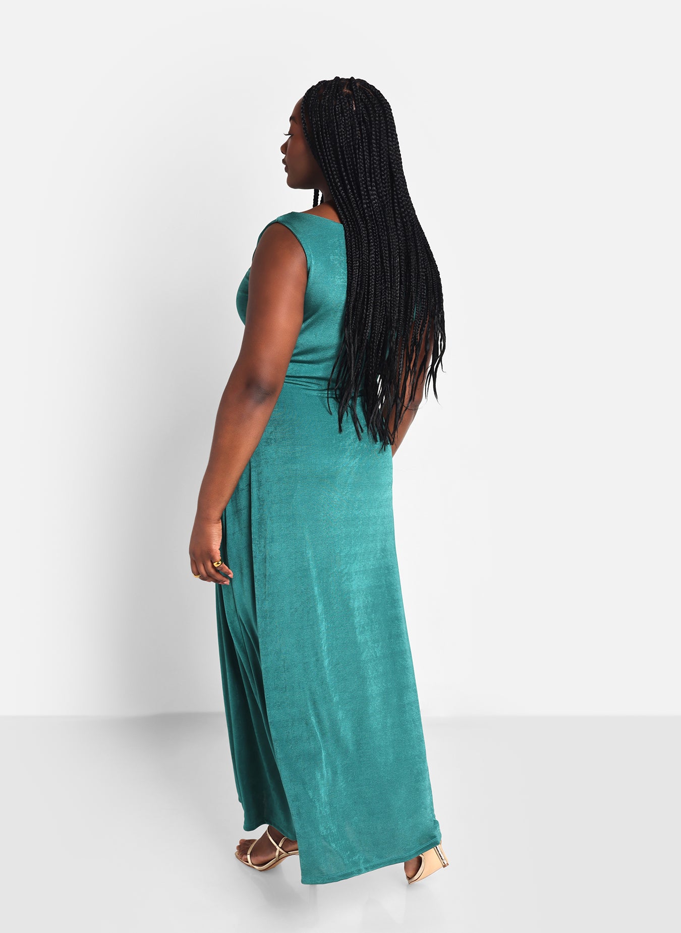Lainey Slink Cap Sleeve Maxi A Line Dress - Teal
