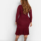 Larisa Ribbed Fit & Flare Midi Bodycon Dress - Wine