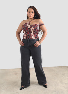 Layla Asymmetrical Snake Skin Crop Top