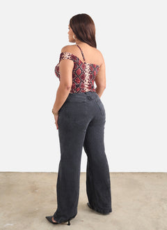 Layla Asymmetrical Snake Skin Crop Top