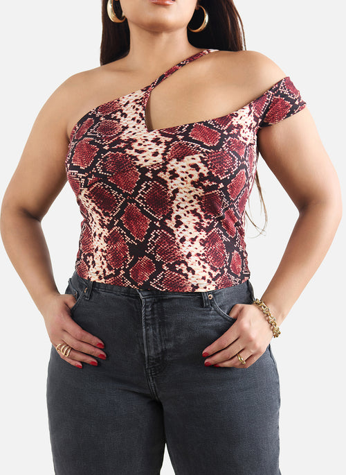 Layla Asymmetrical Snake Skin Crop Top