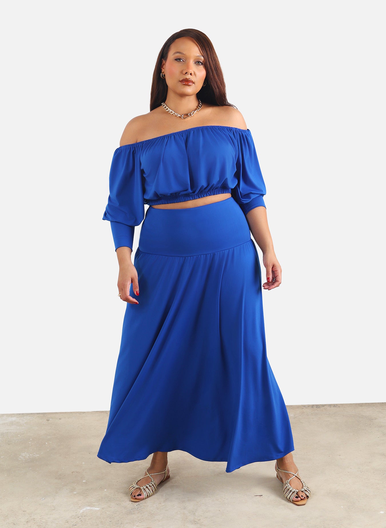 Leevy Drop Waist Maxi Skirt
