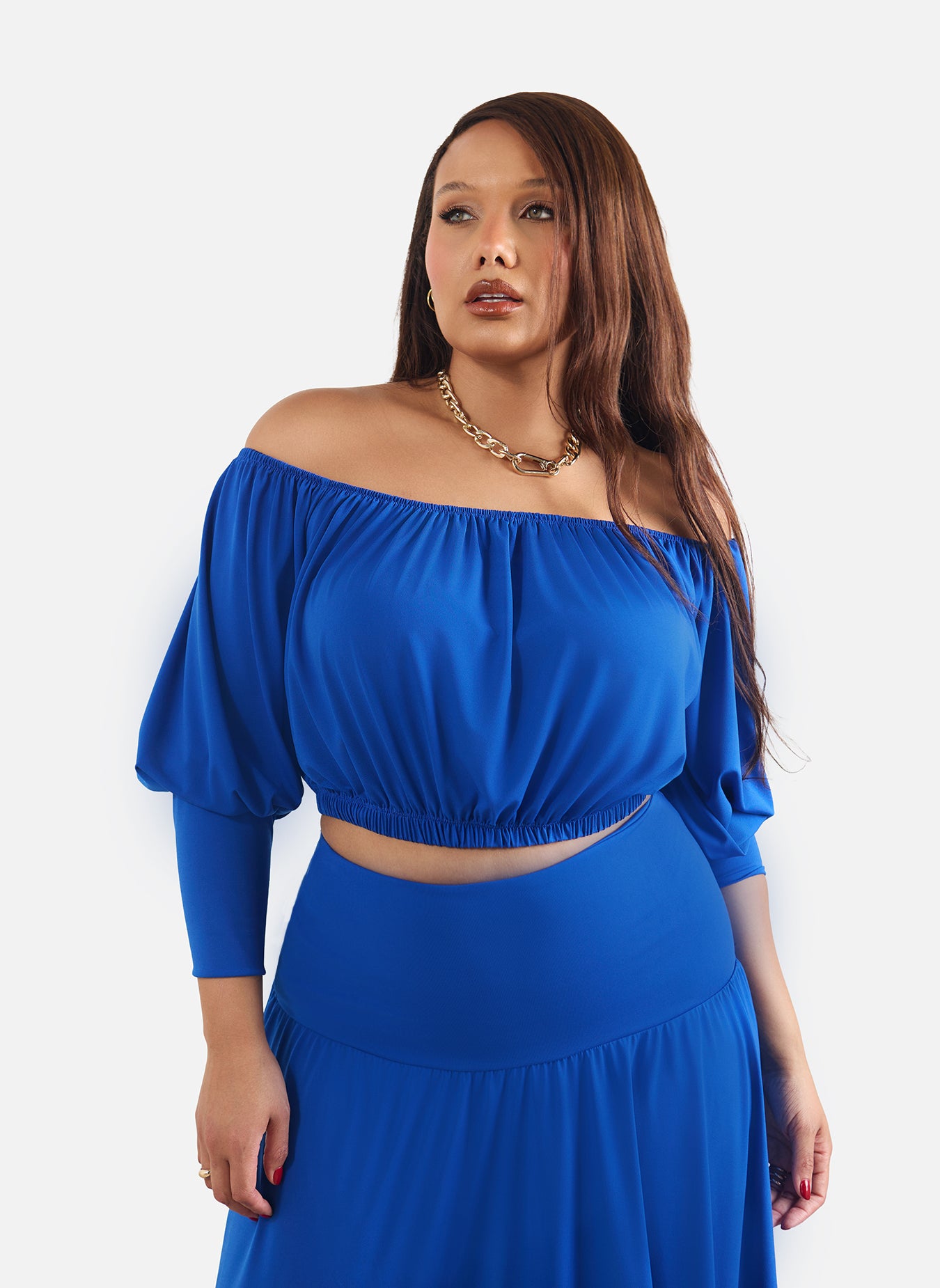 Leevy Over The Shoulder Crop Top