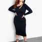 Let It Out Asymmetrical Neckline Midi Dress