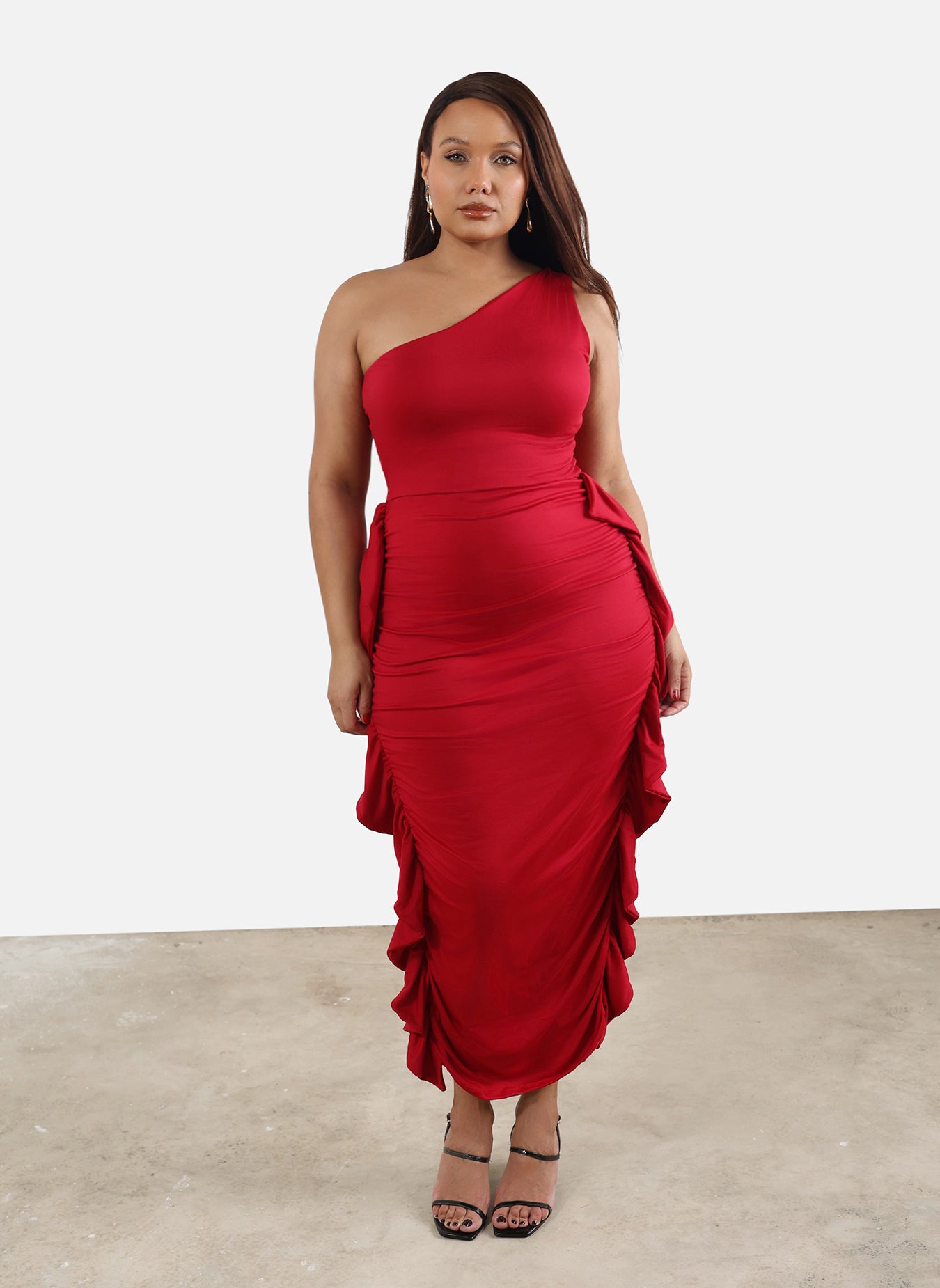 Liz One Shoulder Ruffled Maxi Dress