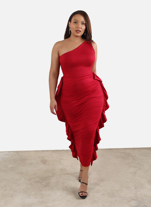 Liz One Shoulder Ruffled Maxi Dress