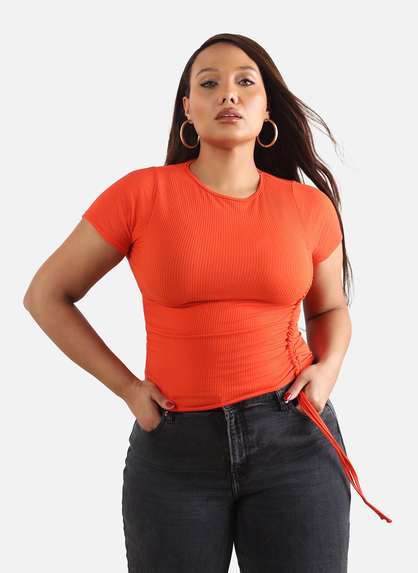 Lola Drawstring Crew Neck Crop Top