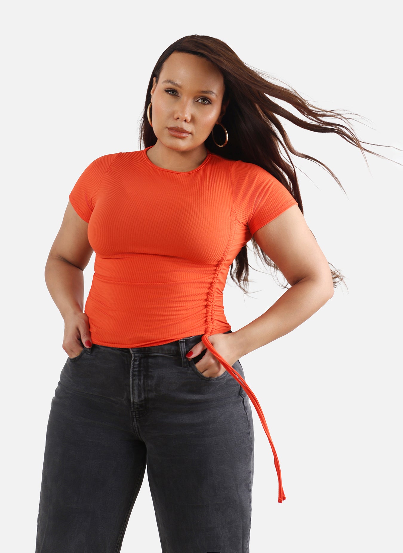 Lola Drawstring Crew Neck Crop Top