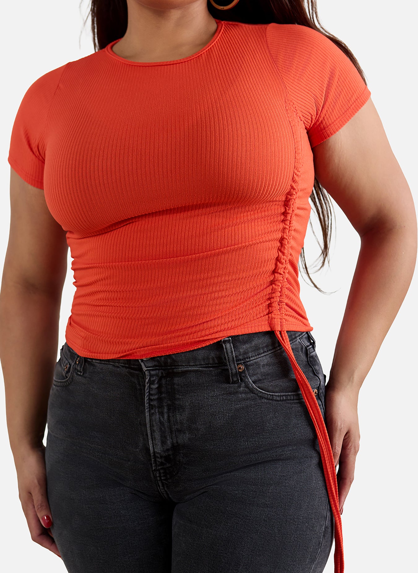 Lola Drawstring Crew Neck Crop Top