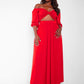 Londyn Off Shoulder Cut Out Maxi A Line Dress - Red
