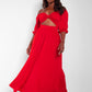 Londyn Off Shoulder Cut Out Maxi A Line Dress - Red