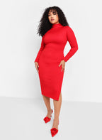 Lydia Ribbed Midi Bodycon Dress W. Side Slit