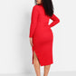 Lydia Ribbed Midi Bodycon Dress W. Side Slit