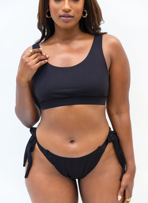 Essential Side Tie Bikini Swim Bottom - Black