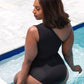 Honey Cut Out One Shoulder One Piece Swimsuit - Black