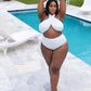 Island Babe Wrap Halter Swim Top - White
