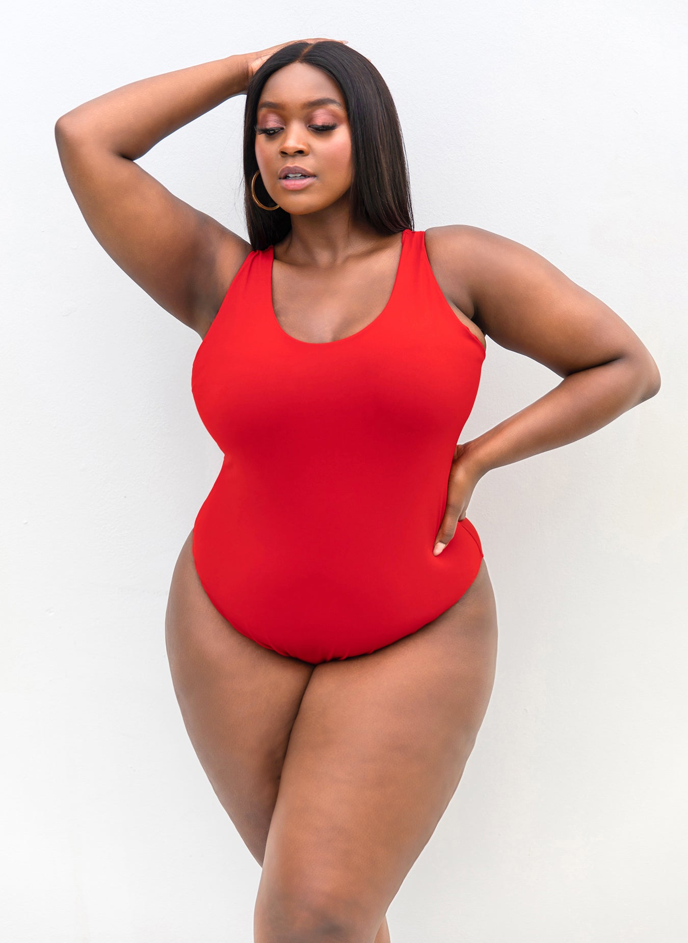 Essential Tank Swimsuit W. Shelf Bra - Red