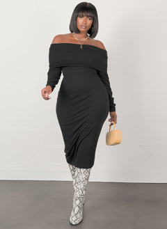 A Staple Piece Over The Shoulder Bodycon Midi Dress
