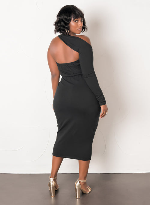 One Shoulder Bodycon Midi Dress