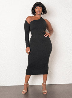 One Shoulder Bodycon Midi Dress
