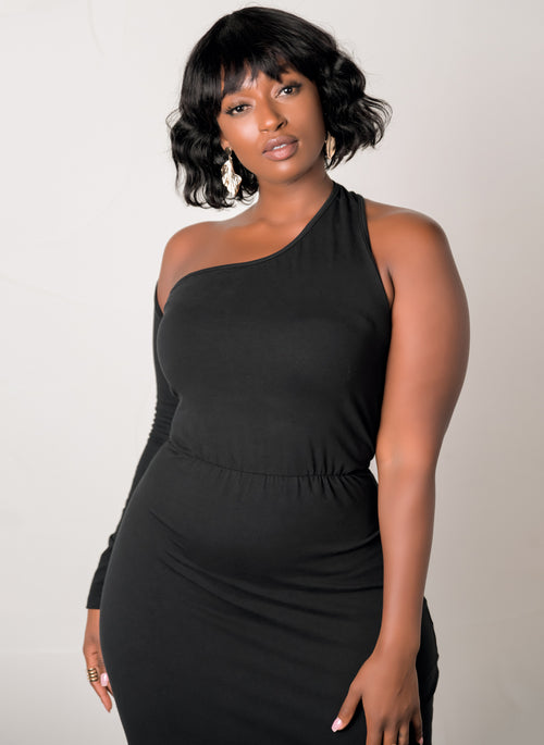 One Shoulder Bodycon Midi Dress