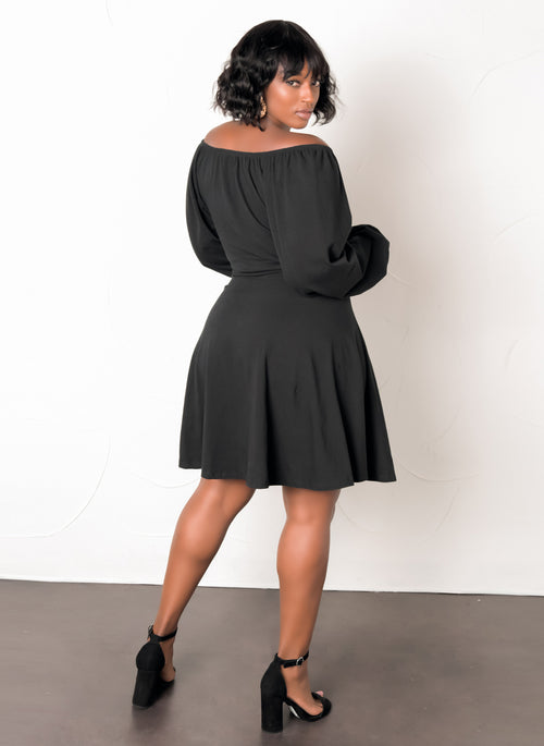 Puff Sleeve Skater Mini Dress