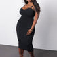 Caged Bodycon Midi Dress - Black