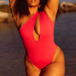 Honey Cut Out One Shoulder One Piece Swimsuit - Fuchsia