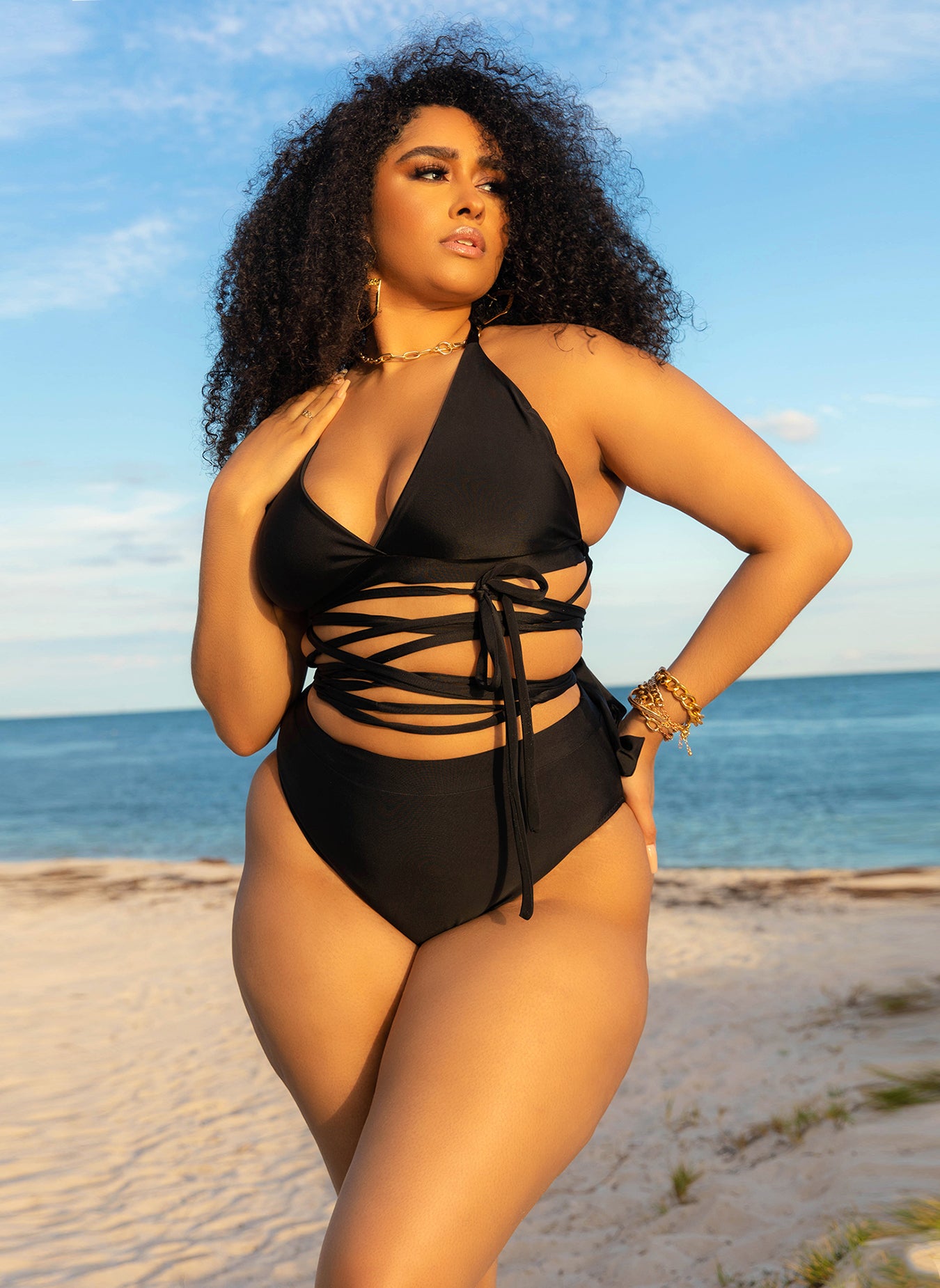 Stranded Lace Up Bikini Top