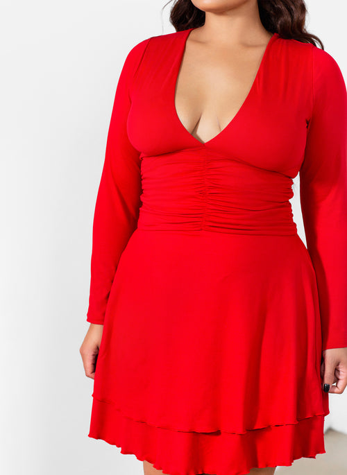 Madison Ruched Skater Mini Dress