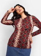 Megan Red Snake Long Sleeve Top