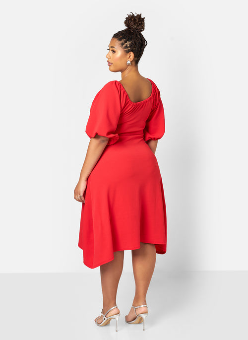 Mia Peasant Style A Line Midi Dress