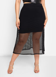 Moira Mesh Overlay Midi A Line Skirt