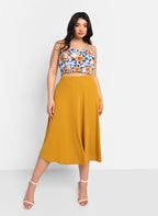 Jeanne Ribbed Midi A Line Skirt - Mustard