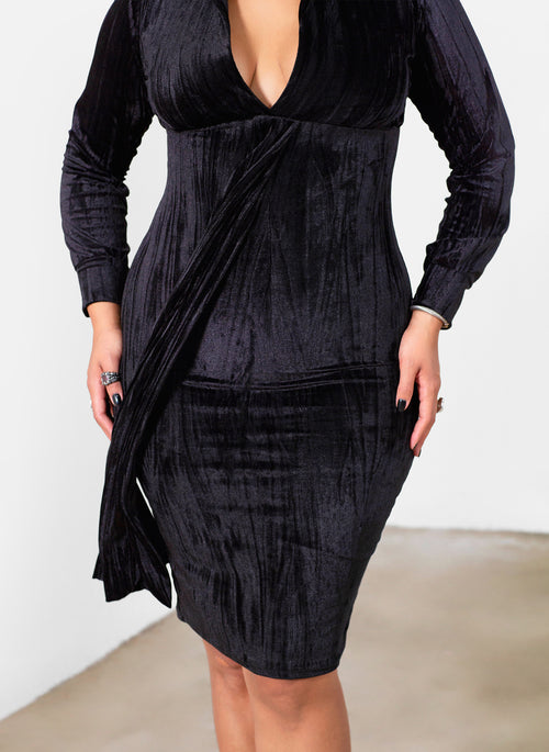 Moon Velvet Collared Mini Dress