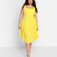 Nathalie Square Neck Midi A Line Dress - Bright Yellow