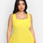 Nathalie Square Neck Midi A Line Dress - Bright Yellow