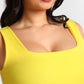 Nathalie Square Neck Midi A Line Dress - Bright Yellow