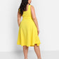 Nathalie Square Neck Midi A Line Dress - Bright Yellow