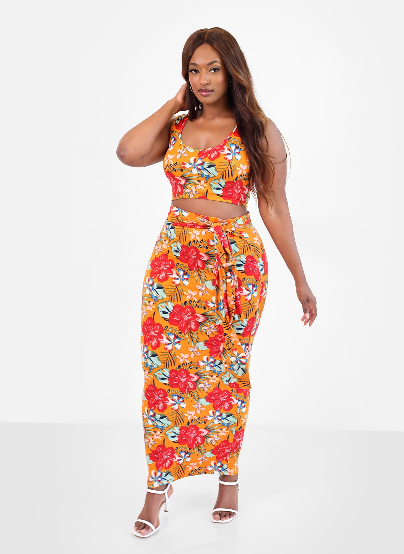 Noemi Tropical Print Bodycon Maxi Skirt