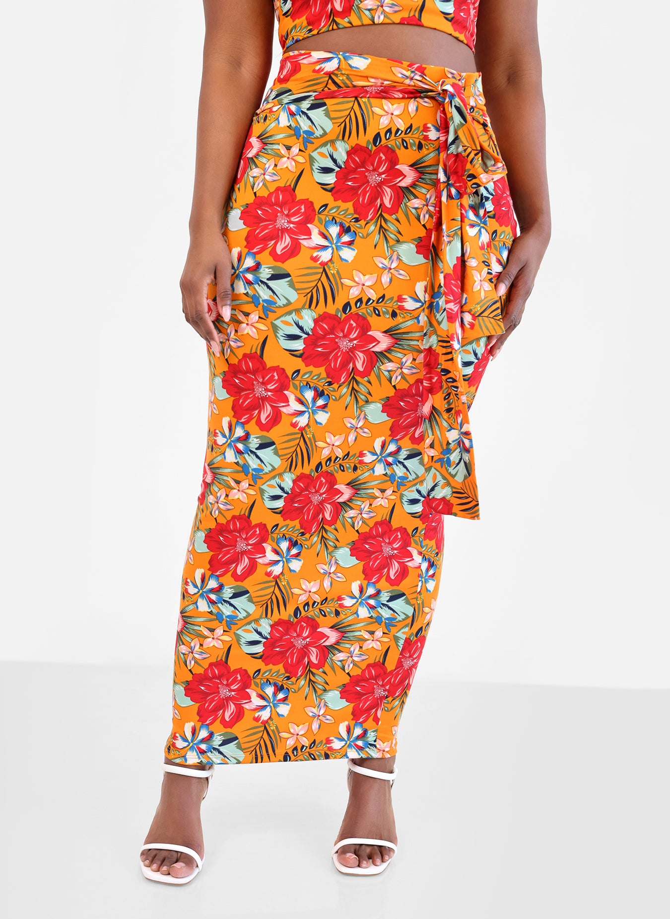 Noemi Tropical Print Bodycon Maxi Skirt